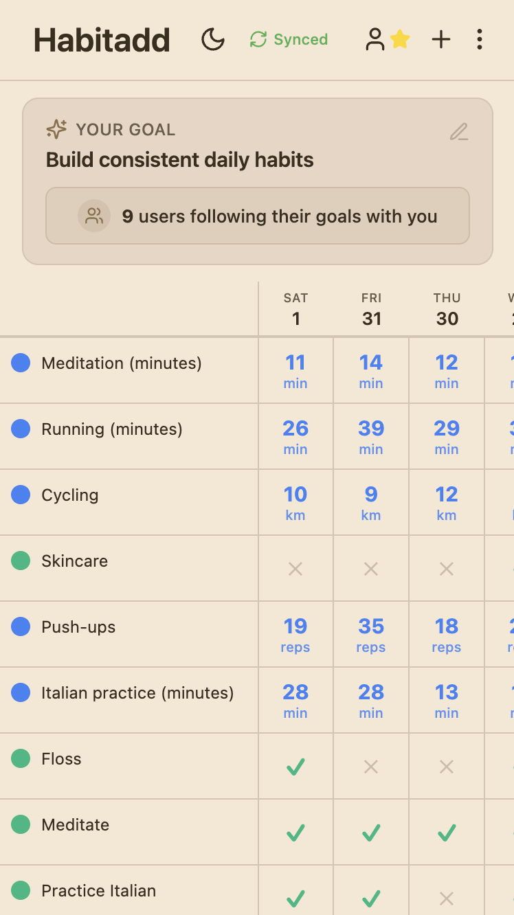 Calendar view - Mobile